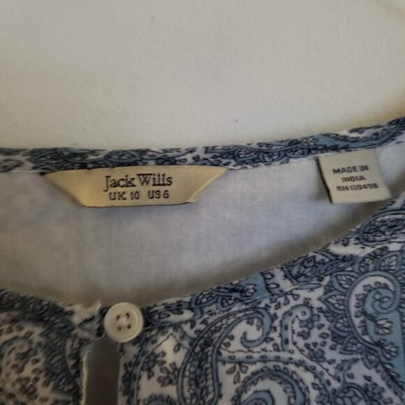 Jack Wills Paisley Print Long Sleeve Keyhole Shift Dress Size 6 - Picture 6 of 9